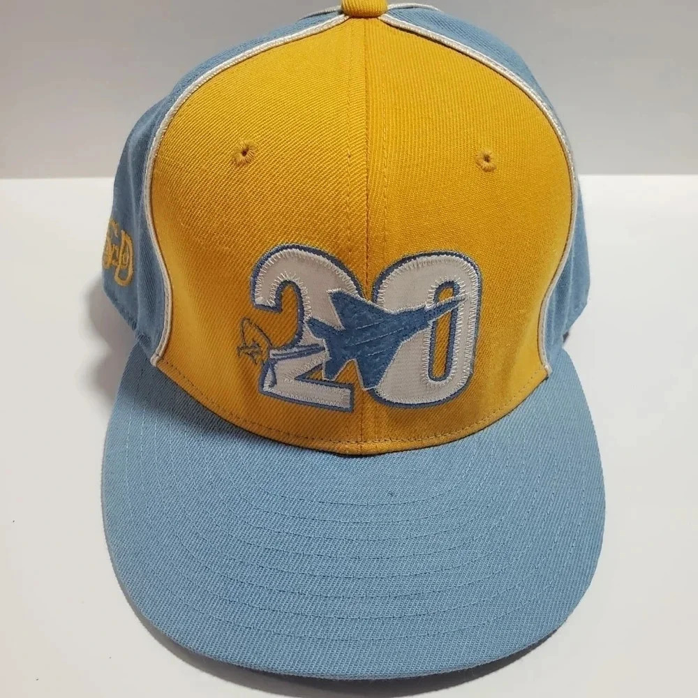 Stall and Dean 7 7/8 Mens Blue/Yellow Fitted Rucker Hat,Street Baseball Harlem
